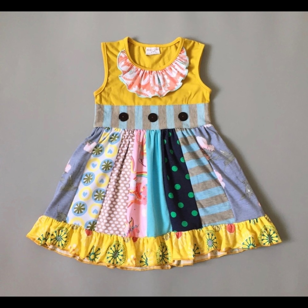 NWT Lemon Pop & Blue Patchwork Dress
